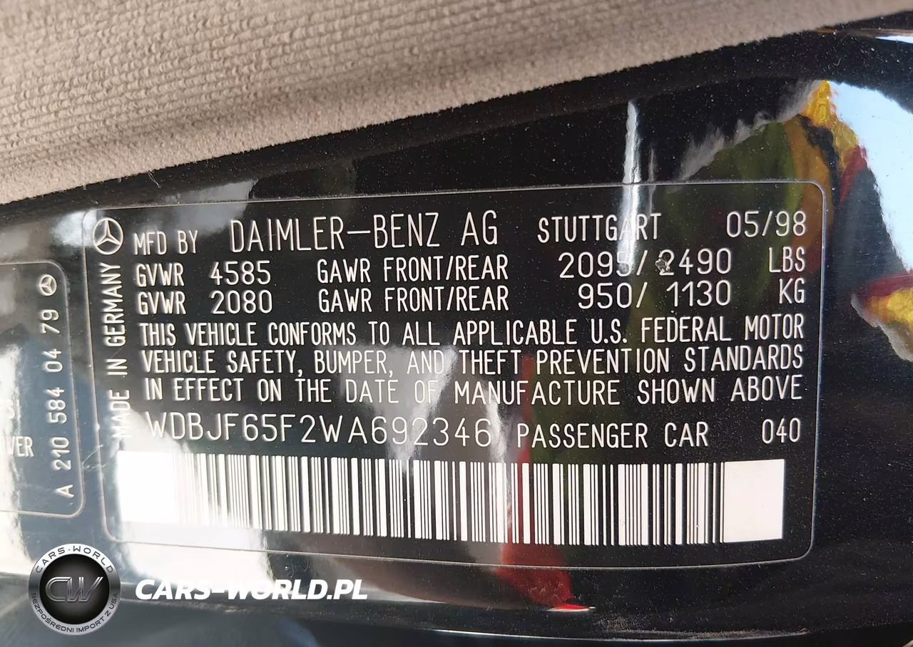 1998 Mercedes-Benz E 320 VIN:WDBJF65F2WA692346 - 9
