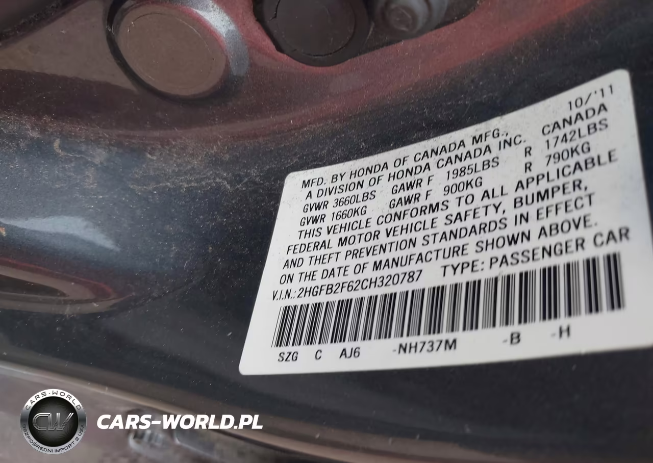 2012 Honda Civic Hf VIN:2HGFB2F62CH320787 - 9