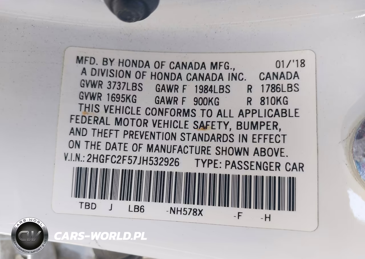 2018 Honda Civic Lx VIN:2HGFC2F57JH532926 - 9