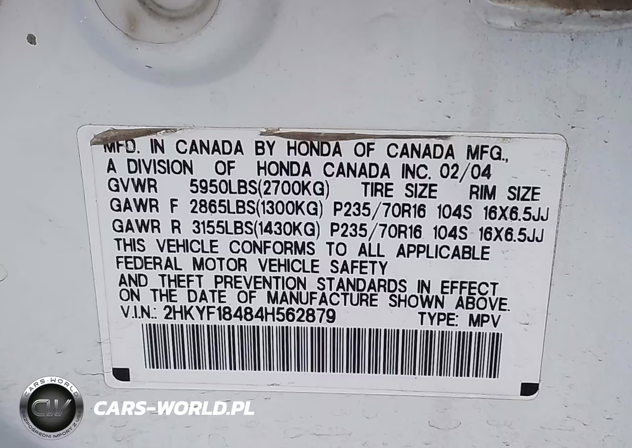2004 Honda Pilot Ex VIN:2HKYF18484H562879 - 9