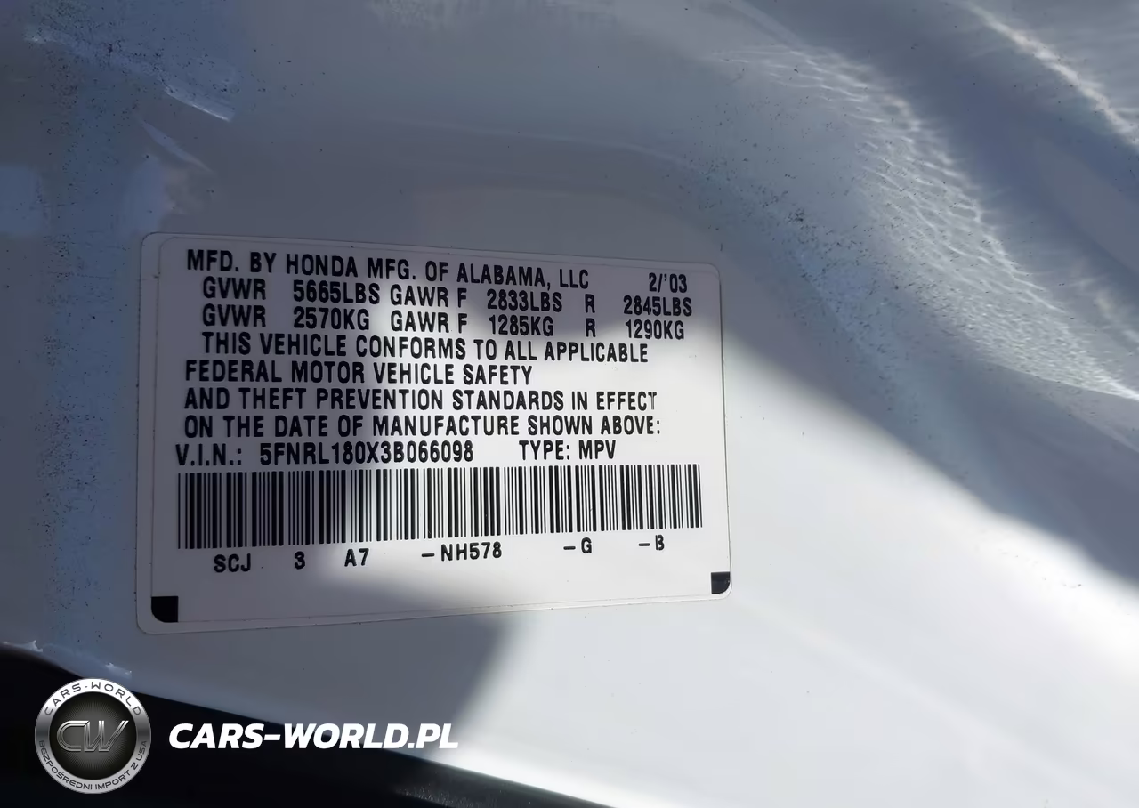 2003 Honda Odyssey Ex-L VIN:5FNRL180X3B066098 - 9