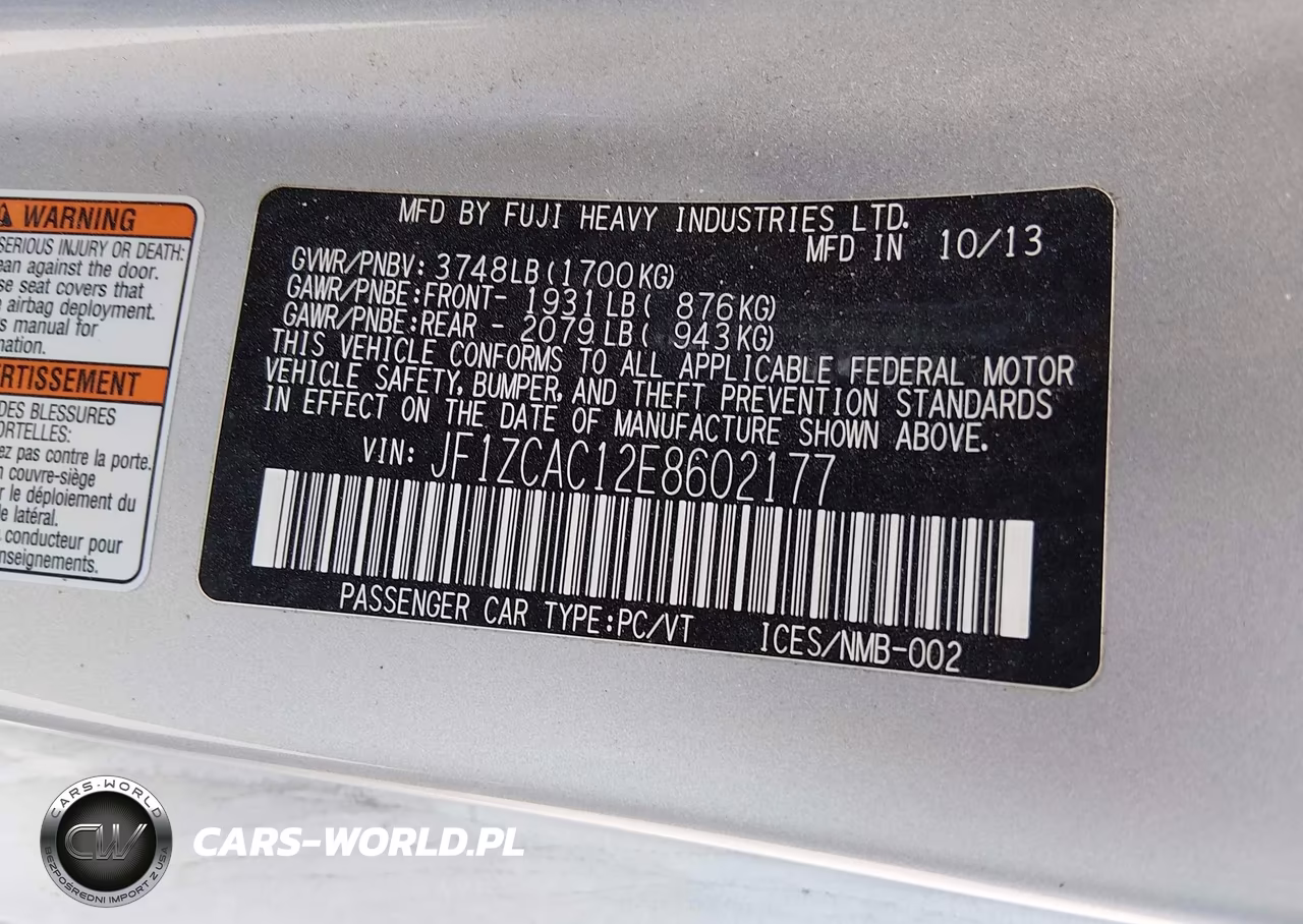 2014 Subaru Brz Limited VIN:JF1ZCAC12E8602177 - 9