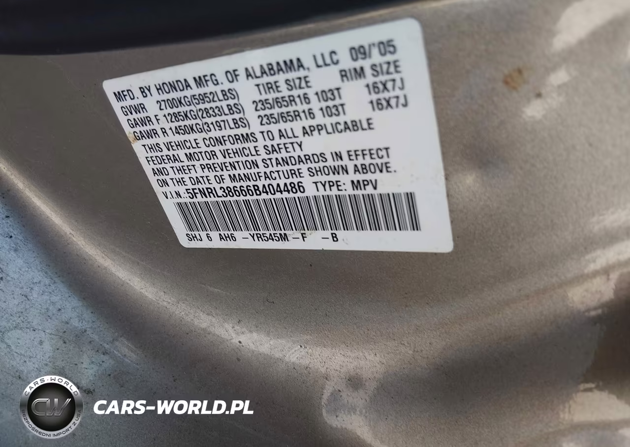 2006 Honda Odyssey Ex-L VIN:5FNRL38666B404486 - 9