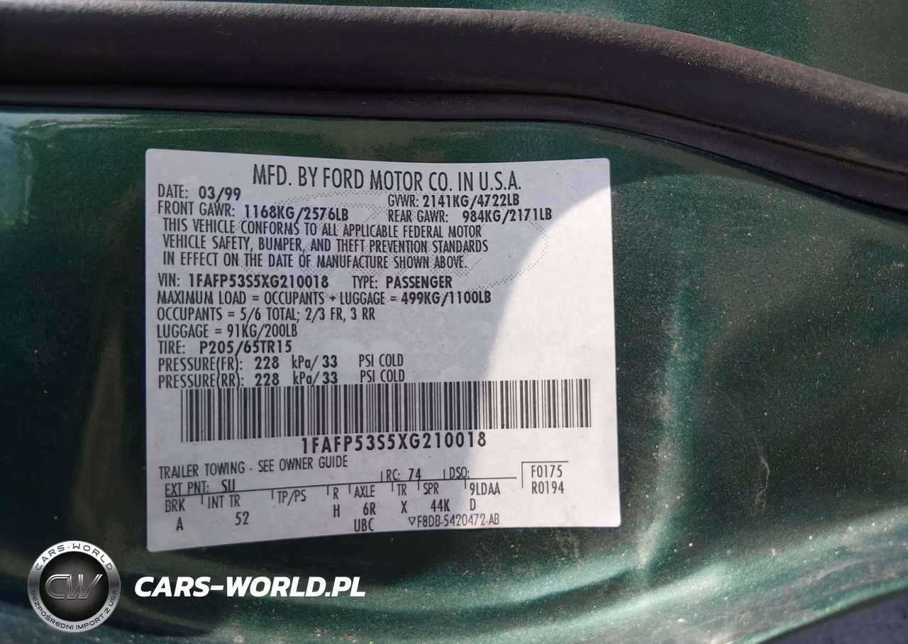 1999 Ford Taurus Se-Se-Ne VIN:1FAFP53S5XG210018 - 9