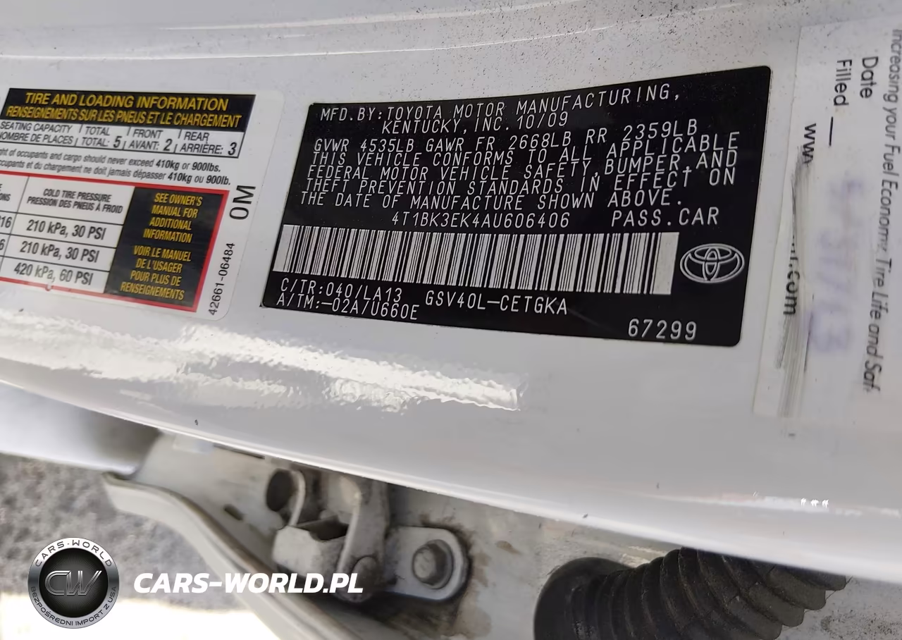 2010 Toyota Camry Xle V6 VIN:4T1BK3EK4AU606406 - 9