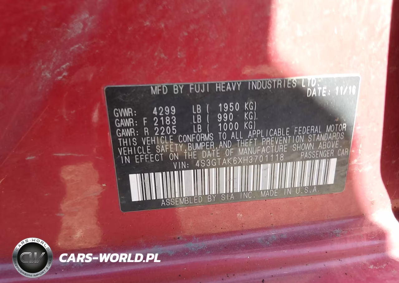 2017 Subaru Impreza 2.0I Sport VIN:4S3GTAK6XH3701118 - 9