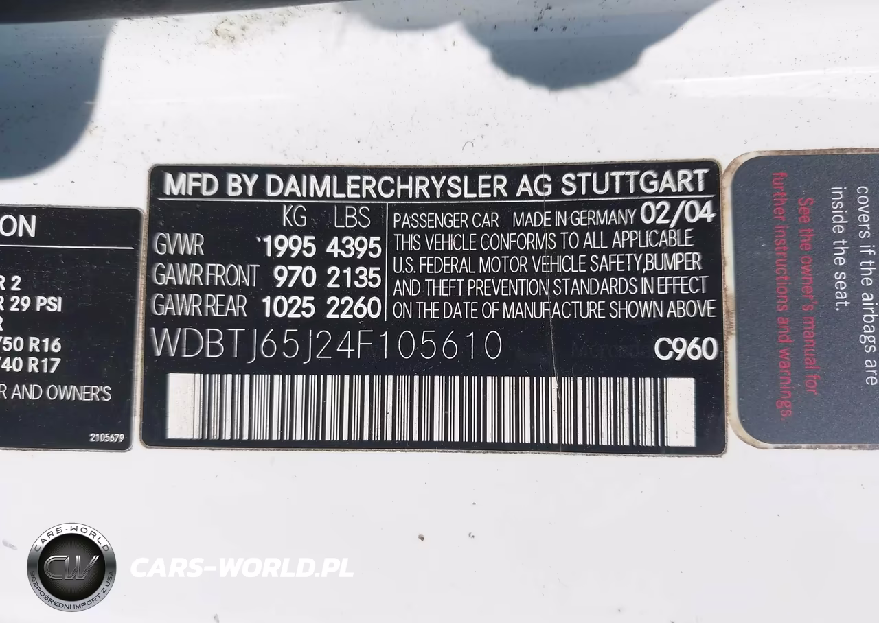 2004 Mercedes-Benz Clk 320 VIN:WDBTJ65J24F105610 - 9