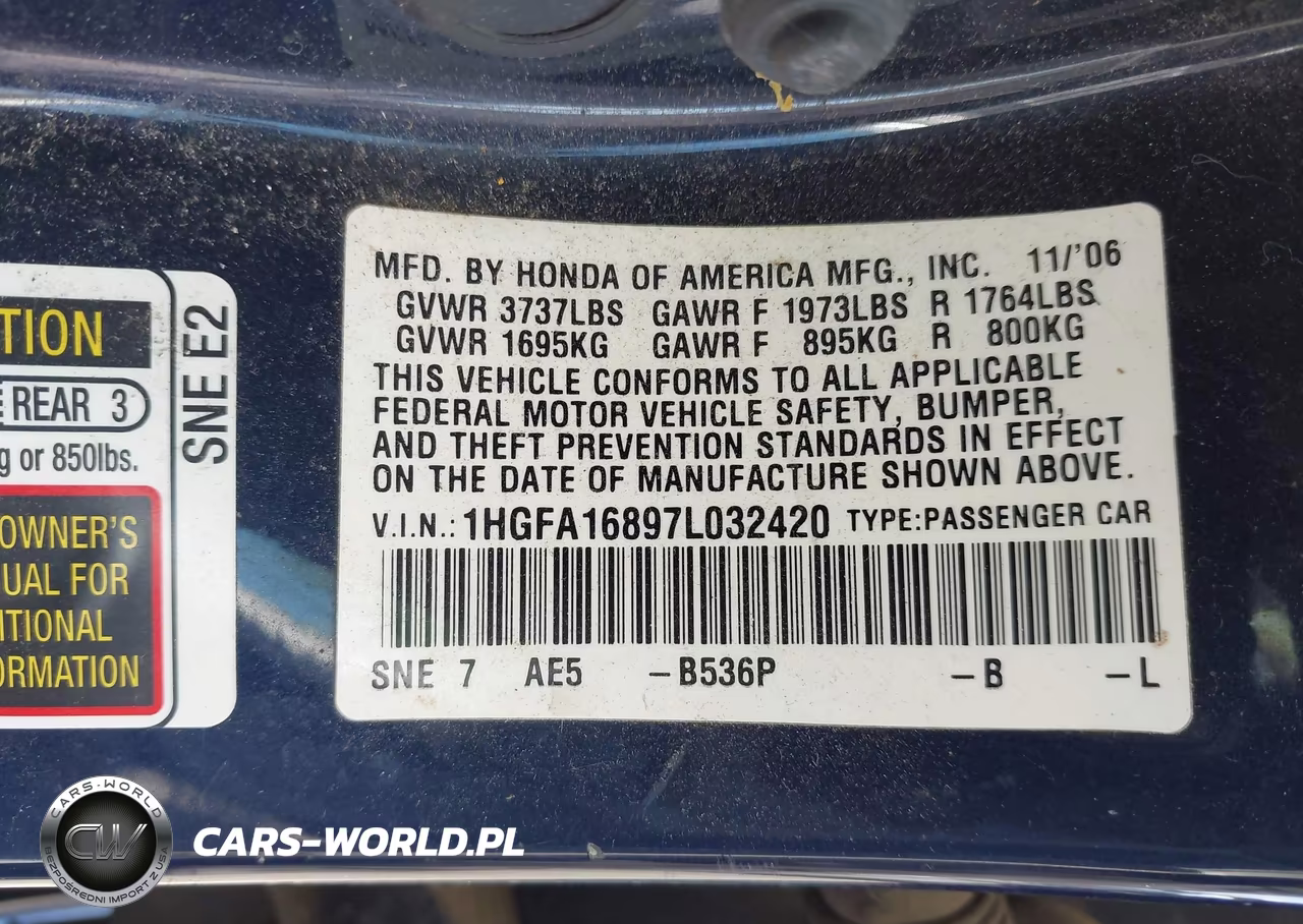 2007 Honda Civic Ex VIN:1HGFA16897L032420 - 9