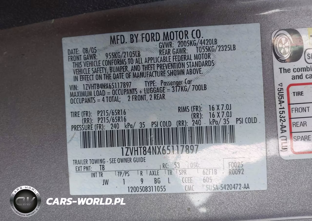 2006 Ford Mustang V6 VIN:1ZVHT84NX65117897 - 9
