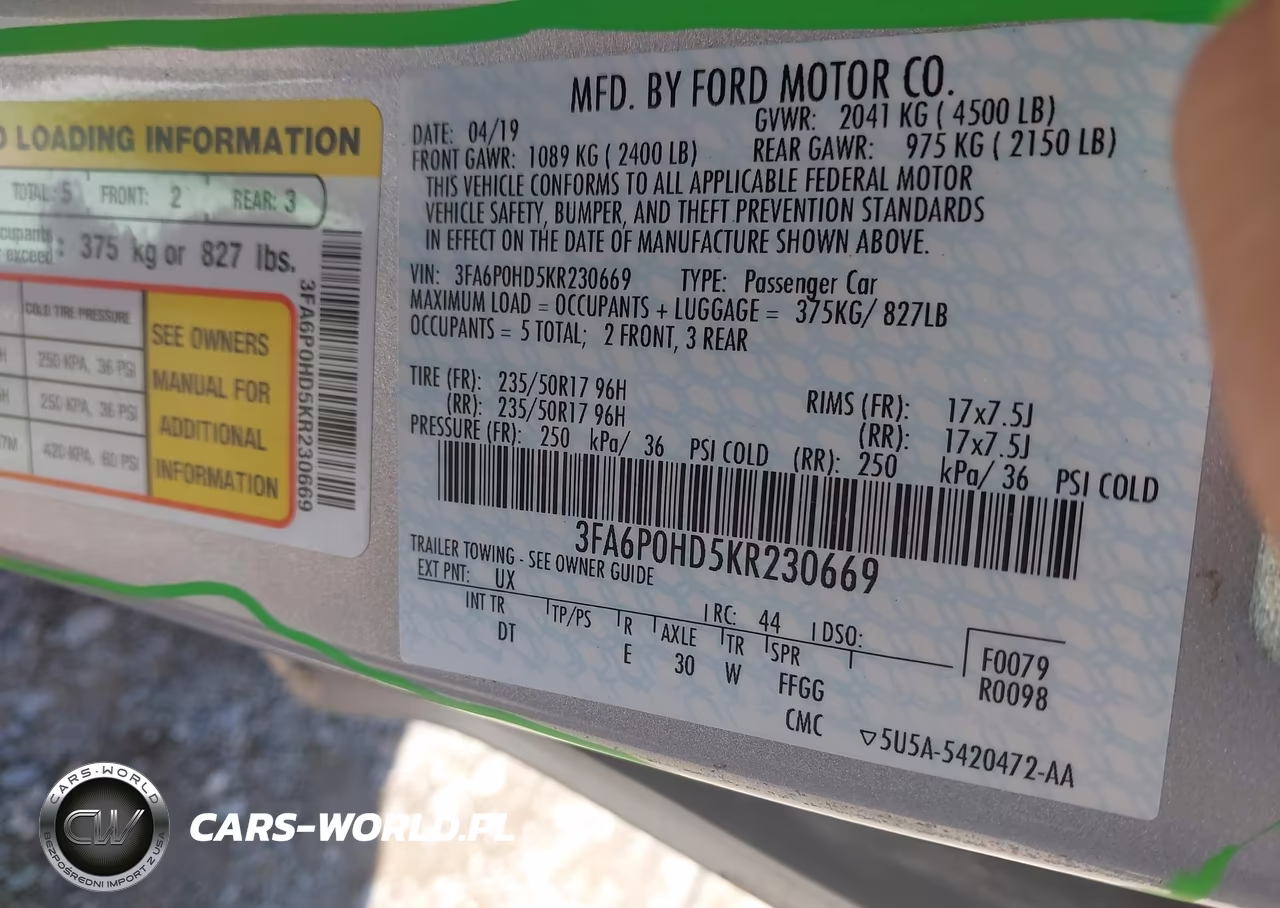 2019 Ford Fusion Se VIN:3FA6P0HD5KR230669 - 9