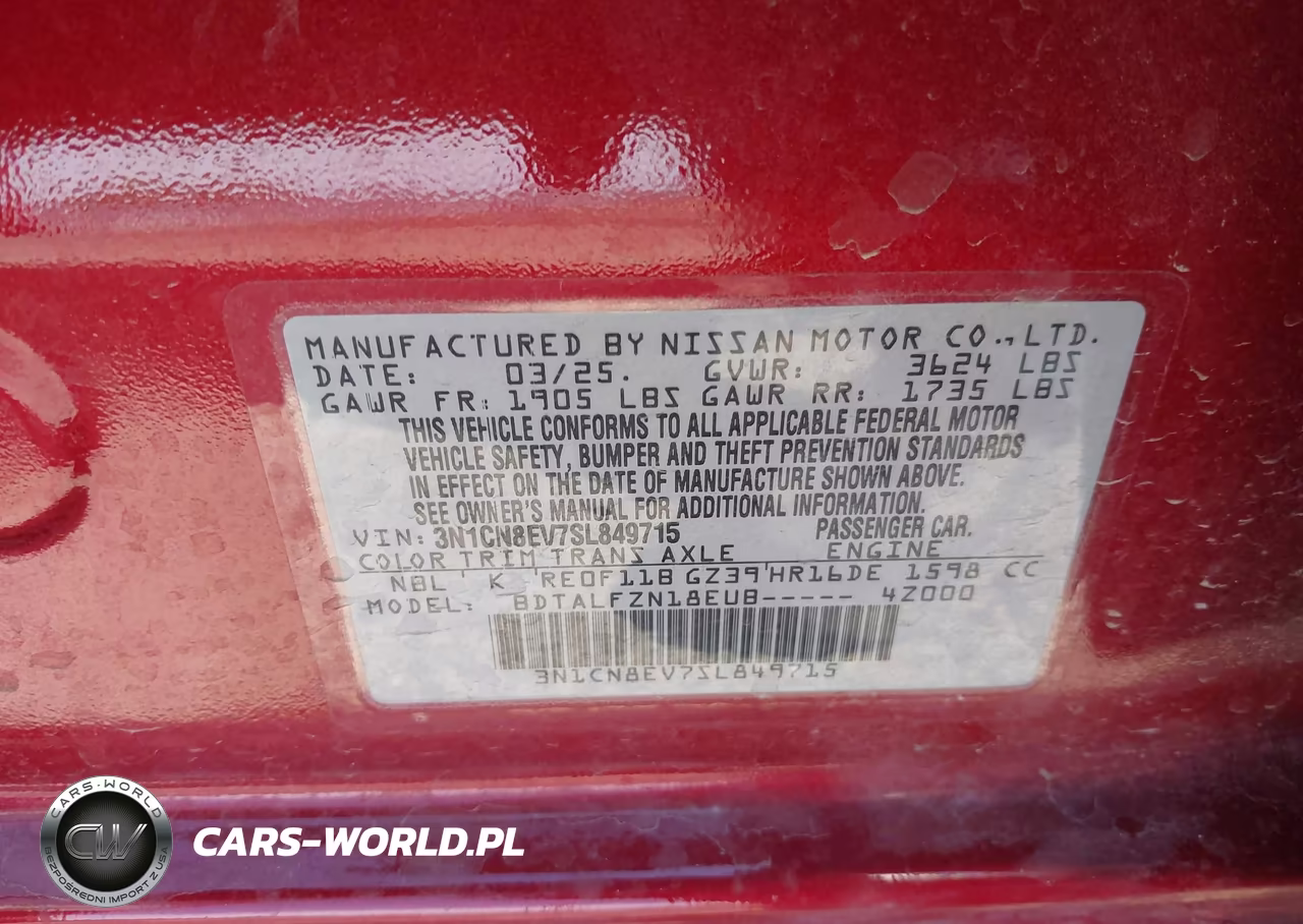 2025 Nissan Versa 1.6 Sv VIN:3N1CN8EV7SL849715 - 9