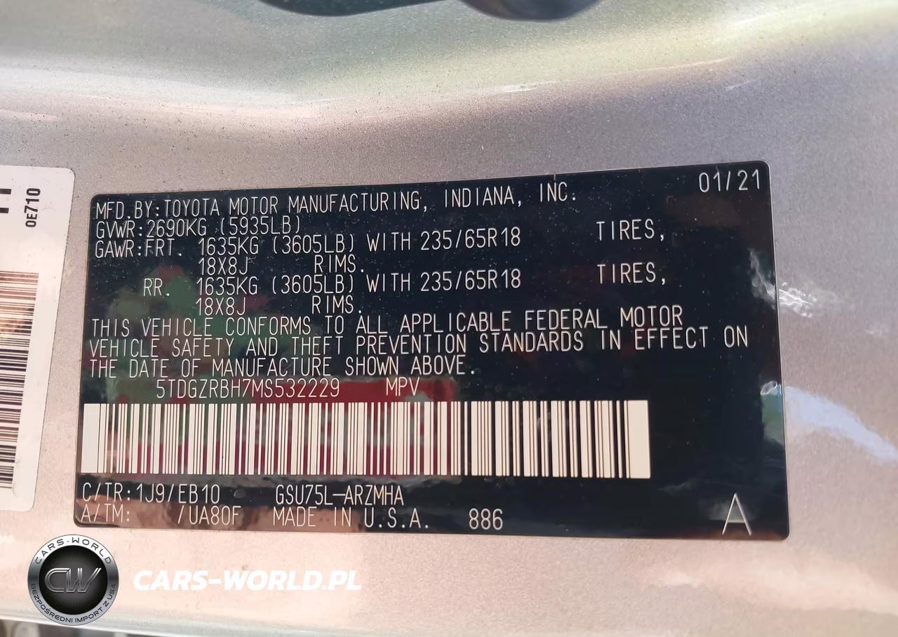 2021 Toyota Highlander Xle VIN:5TDGZRBH7MS532229 - 9