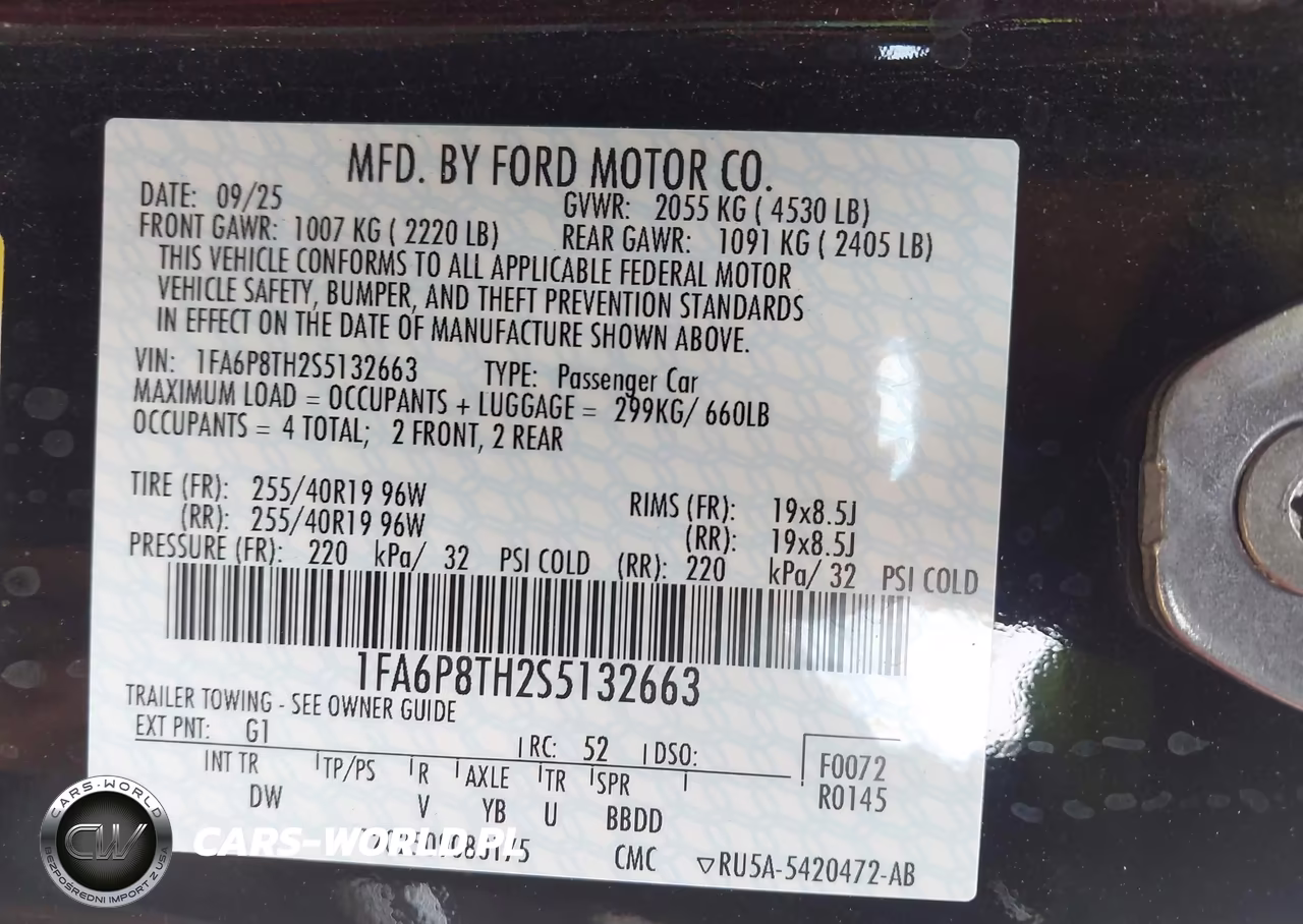 2025 Ford Mustang Ecoboost Fastback VIN:1FA6P8TH2S5132663 - 8
