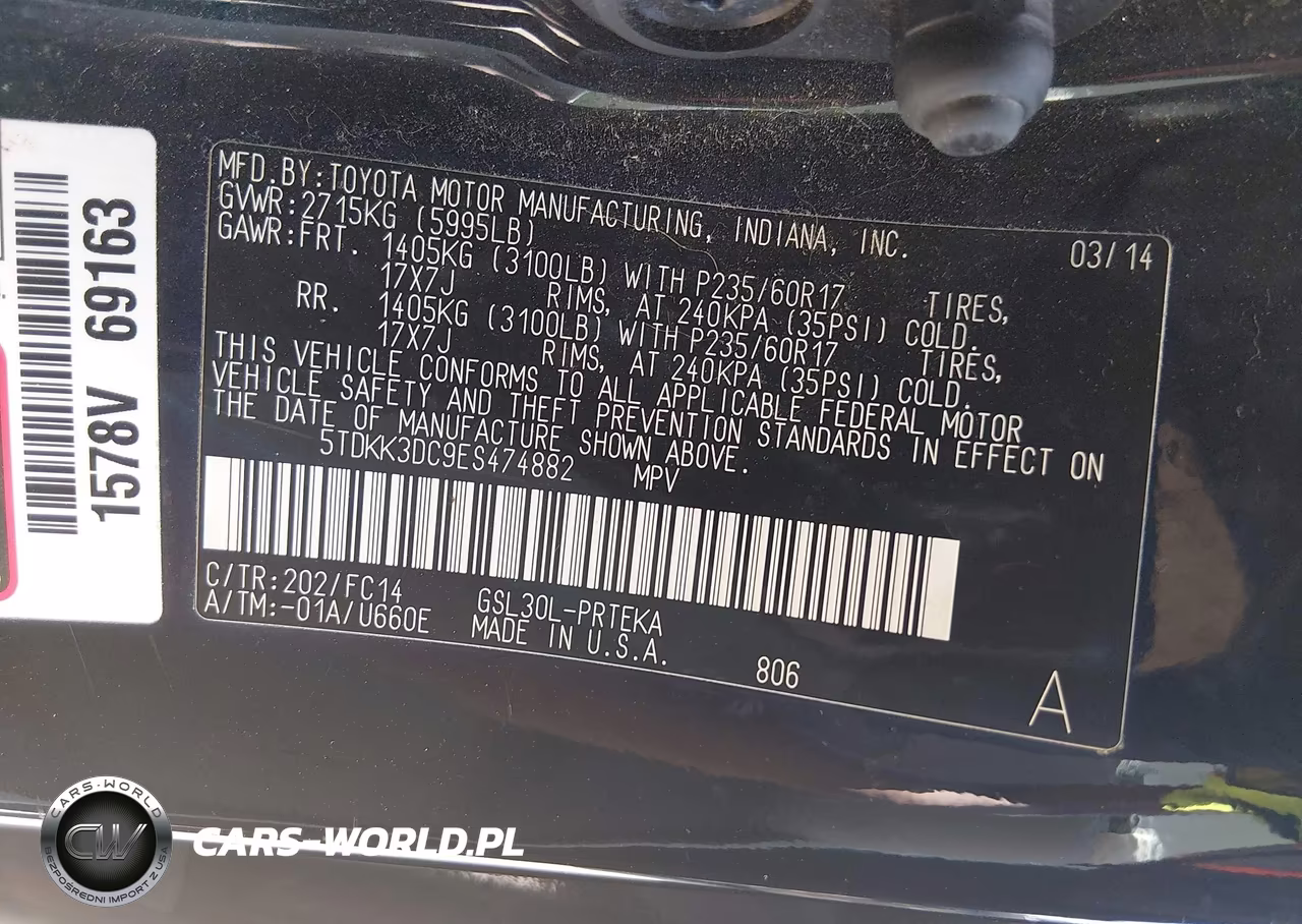 2014 Toyota Sienna Le V6 8 Passenger VIN:5TDKK3DC9ES474882 - 9