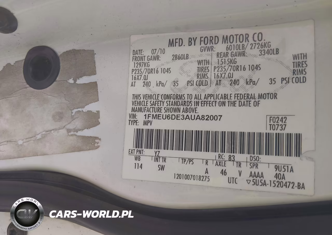 2010 Ford Explorer Xlt VIN:1FMEU6DE3AUA82007 - 9