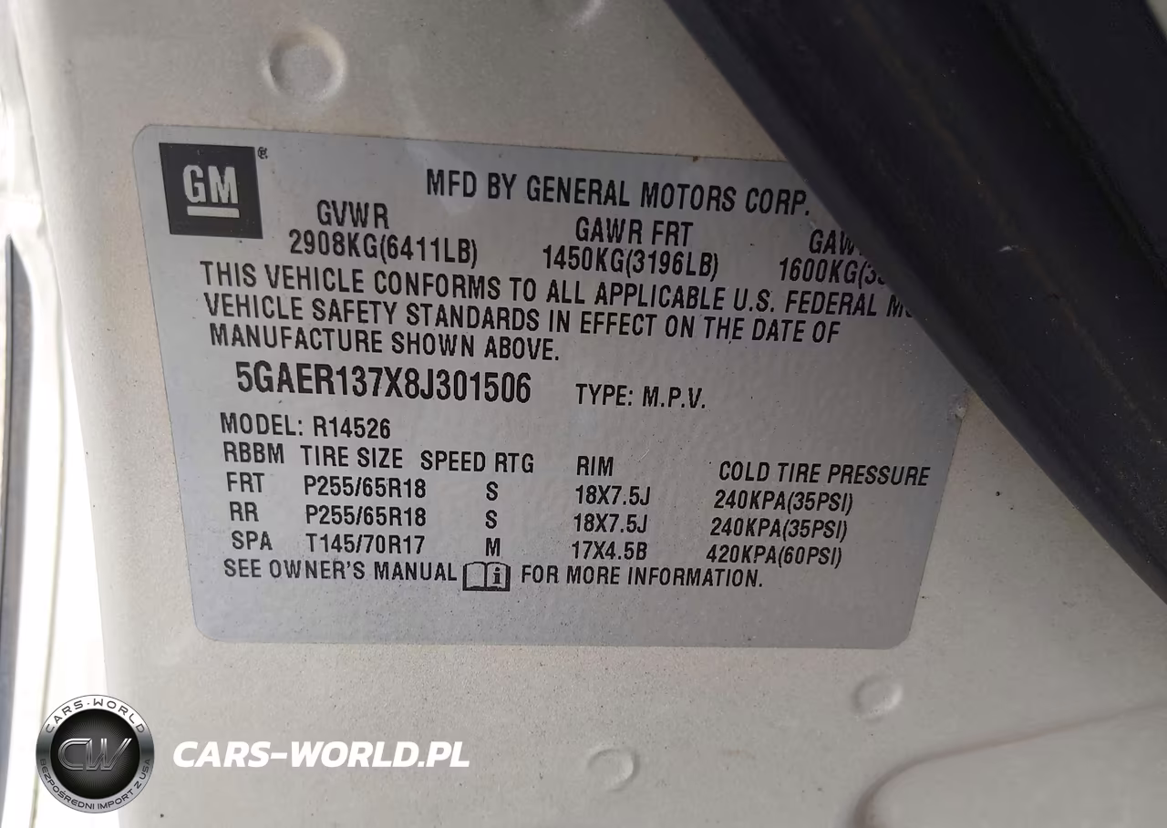 2008 Buick Enclave Cx VIN:5GAER137X8J301506 - 9