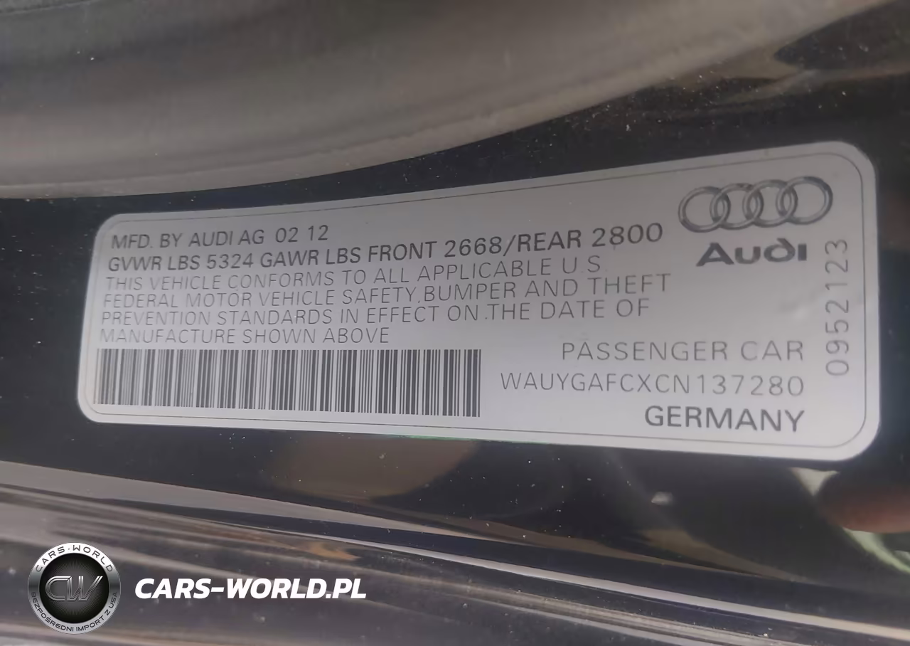 2012 Audi A7 Premium VIN:WAUYGAFCXCN137280 - 9