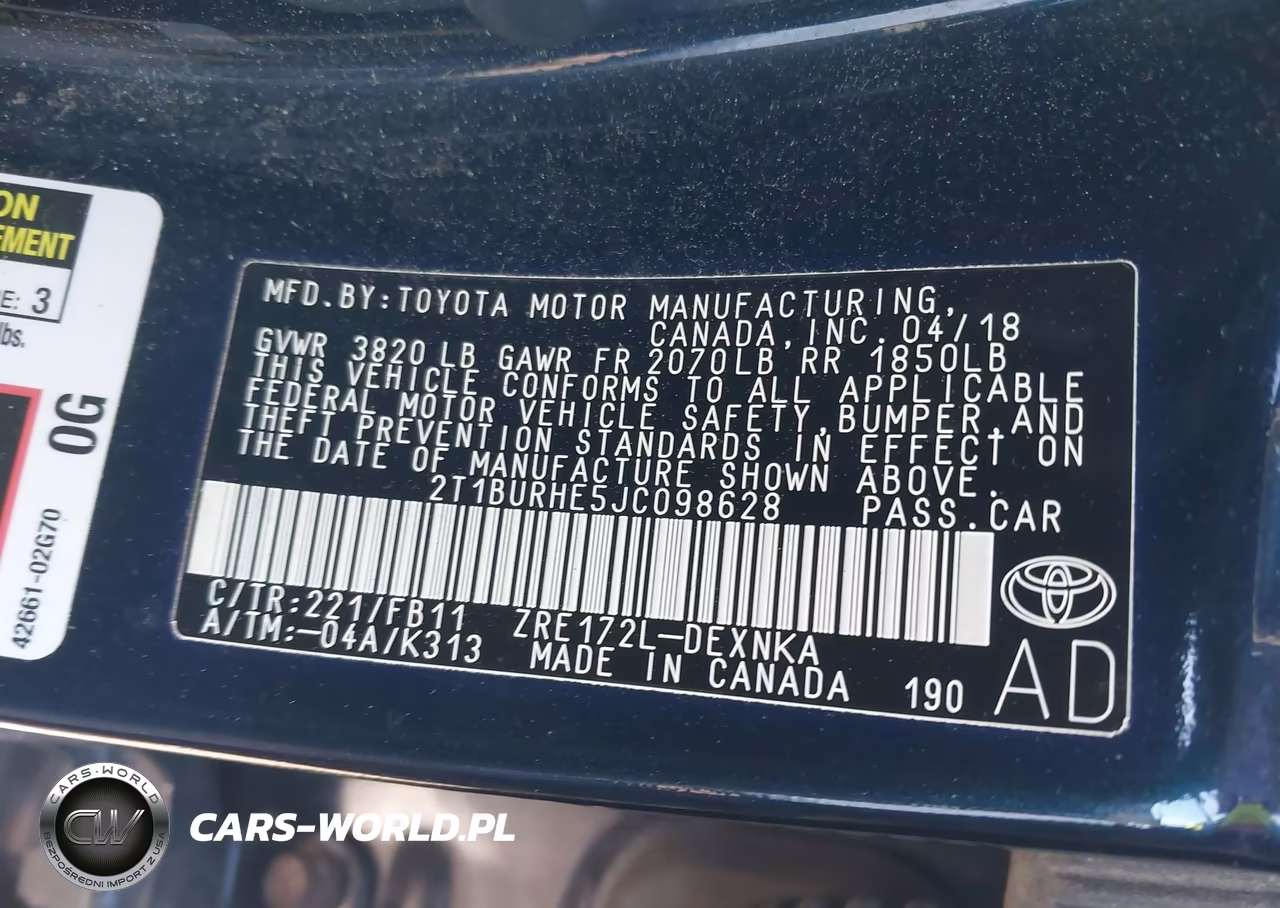 2018 Toyota Corolla Le VIN:2T1BURHE5JC098628 - 9