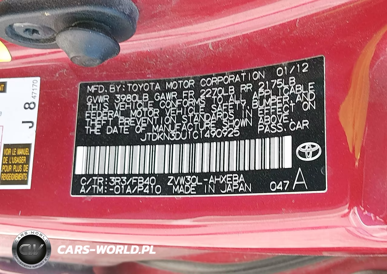 2012 Toyota Prius Three VIN:JTDKN3DU1C1490925 - 9