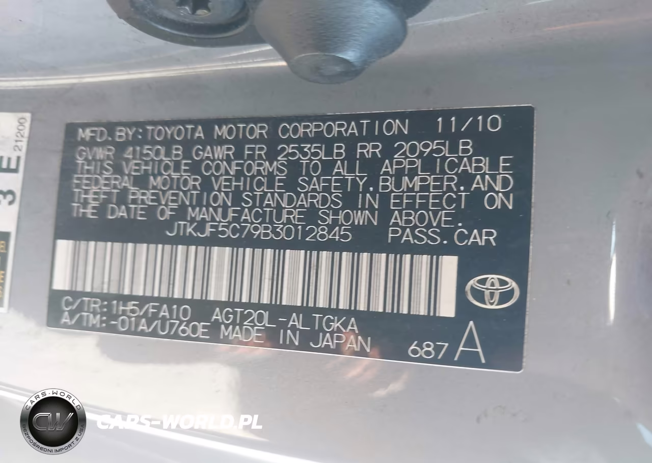 2011 Scion Tc VIN:JTKJF5C79B3012845 - 9