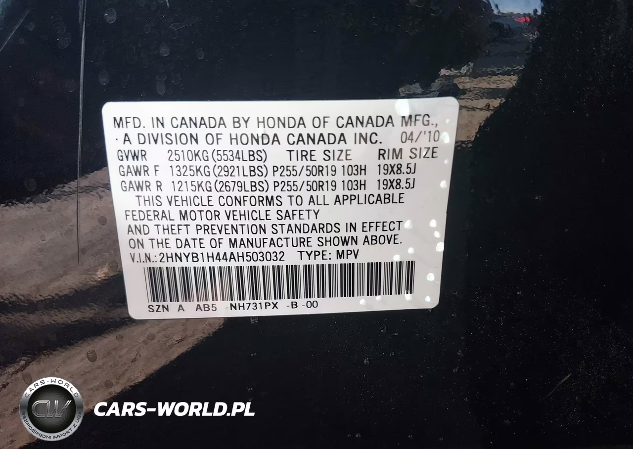 2010 Acura Zdx VIN:2HNYB1H44AH503032 - 9