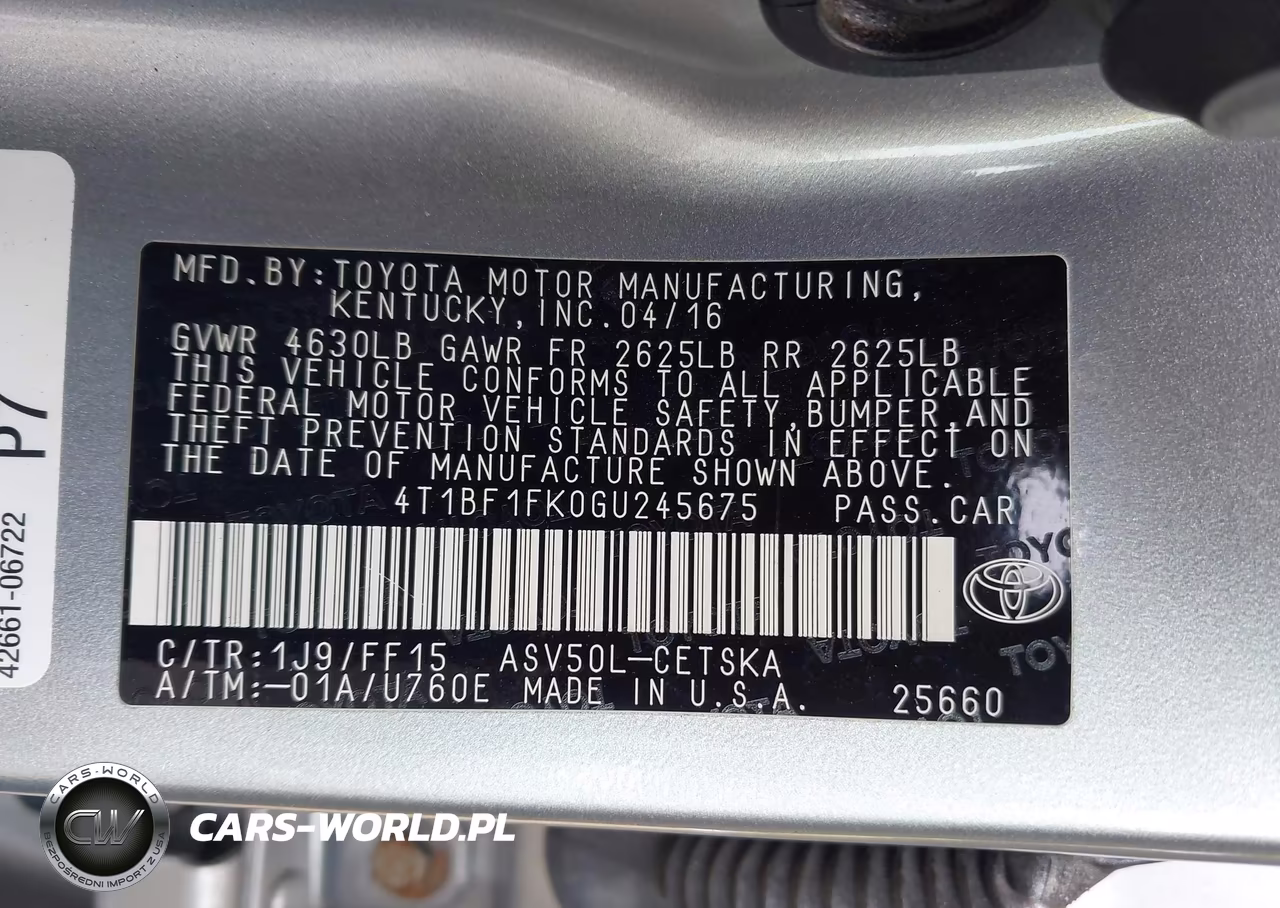 2016 Toyota Camry Se VIN:4T1BF1FK0GU245675 - 9