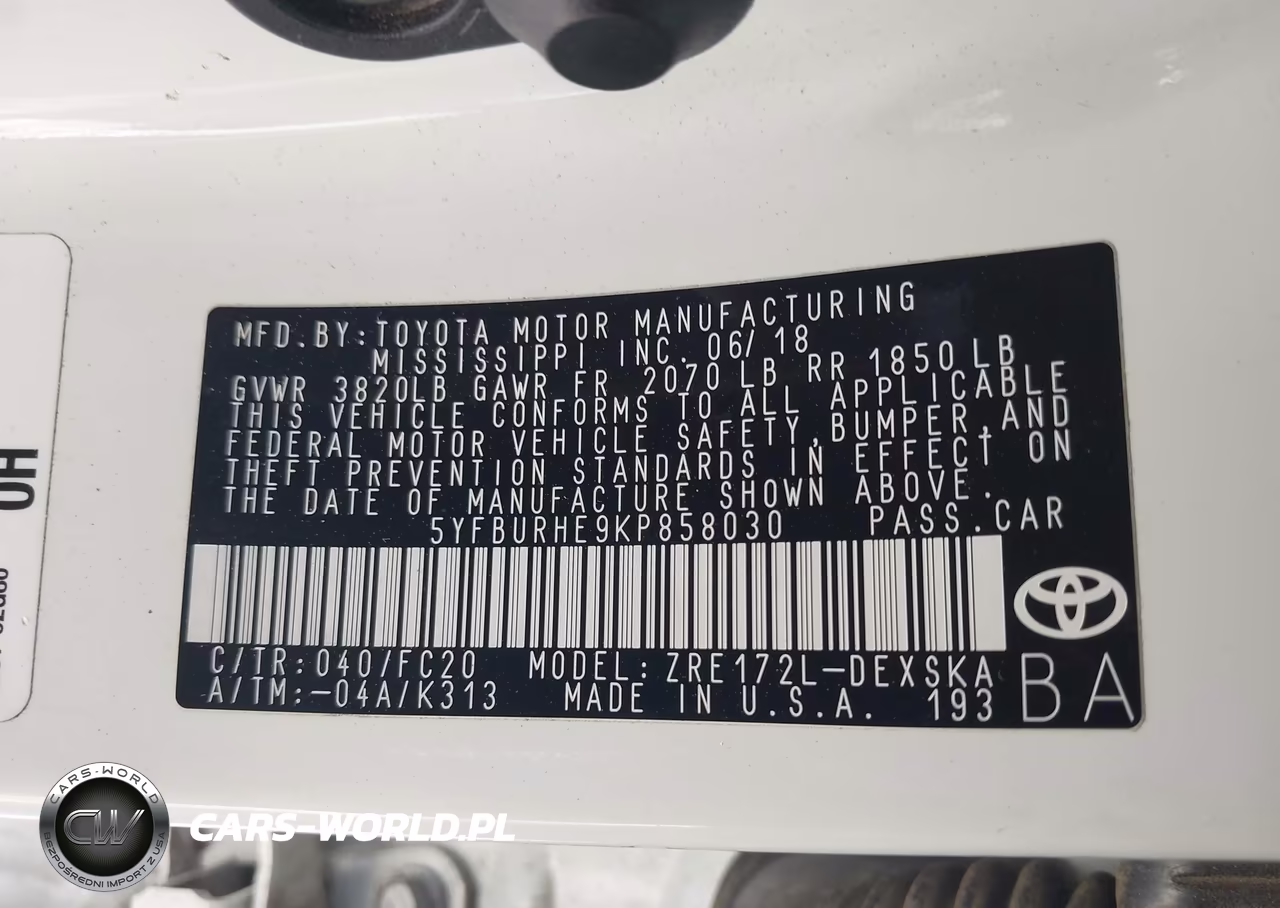 2019 Toyota Corolla Se VIN:5YFBURHE9KP858030 - 9