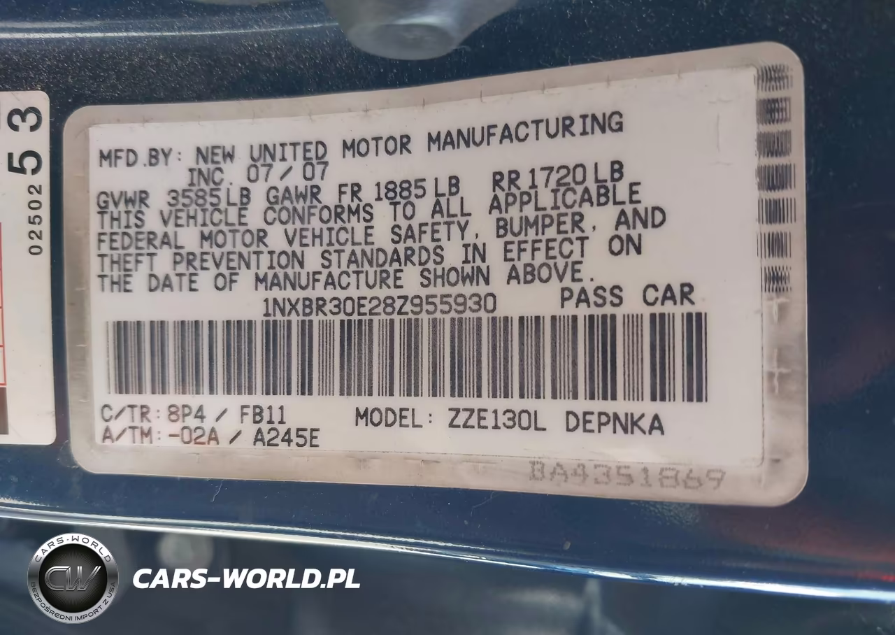 2008 Toyota Corolla Le VIN:1NXBR30E28Z955930 - 9