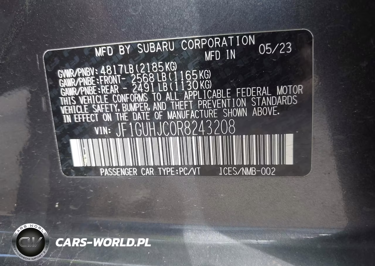 2024 Subaru Impreza Rs 5-Door VIN:JF1GUHJC0R8243208 - 9