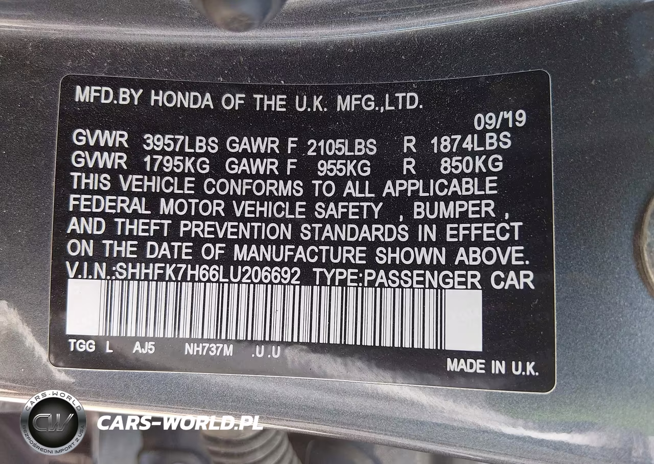 2020 Honda Civic Ex VIN:SHHFK7H66LU206692 - 9