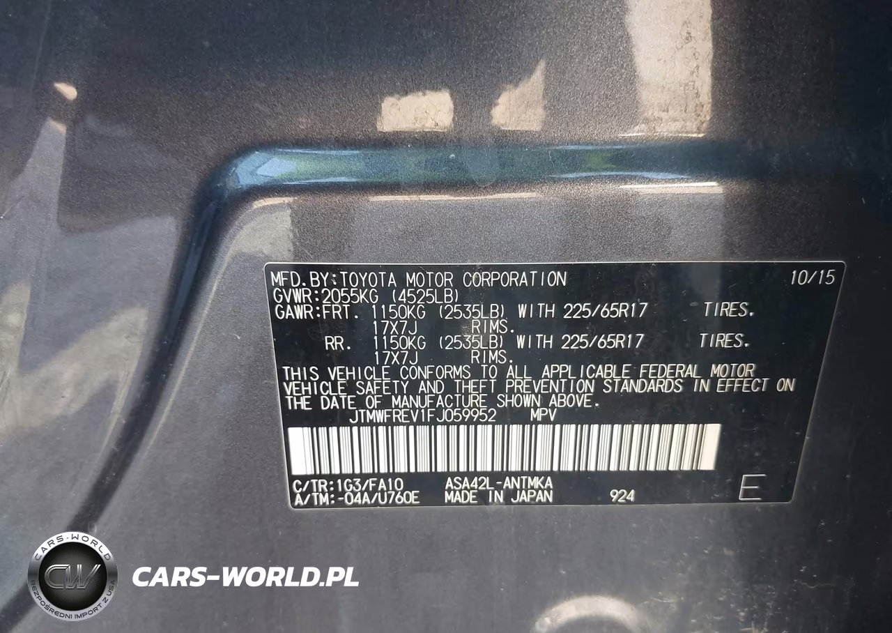 2015 Toyota Rav4 Xle VIN:JTMWFREV1FJ059952 - 9