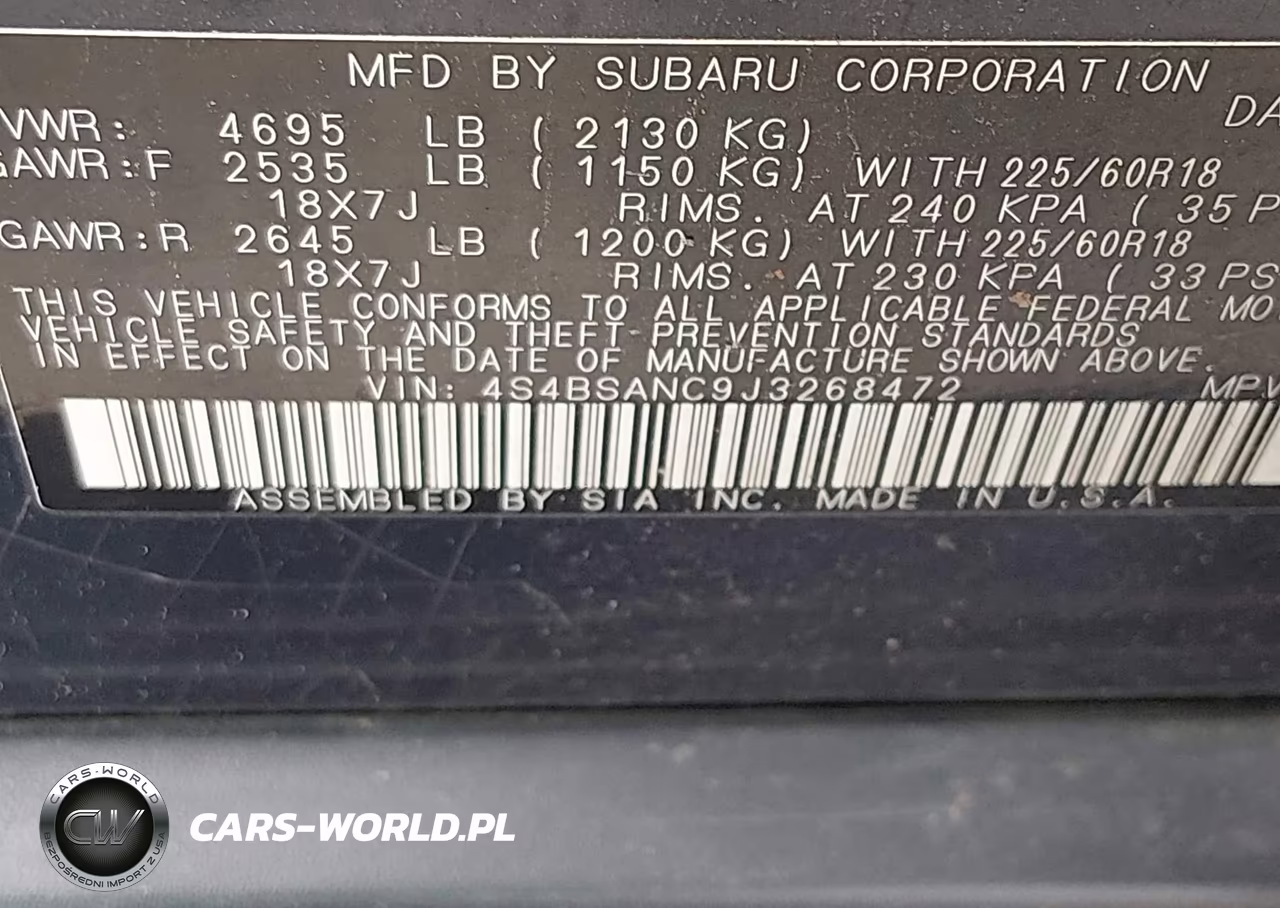 2018 Subaru Outback 2.5I Limited VIN:4S4BSANC9J3268472 - 9