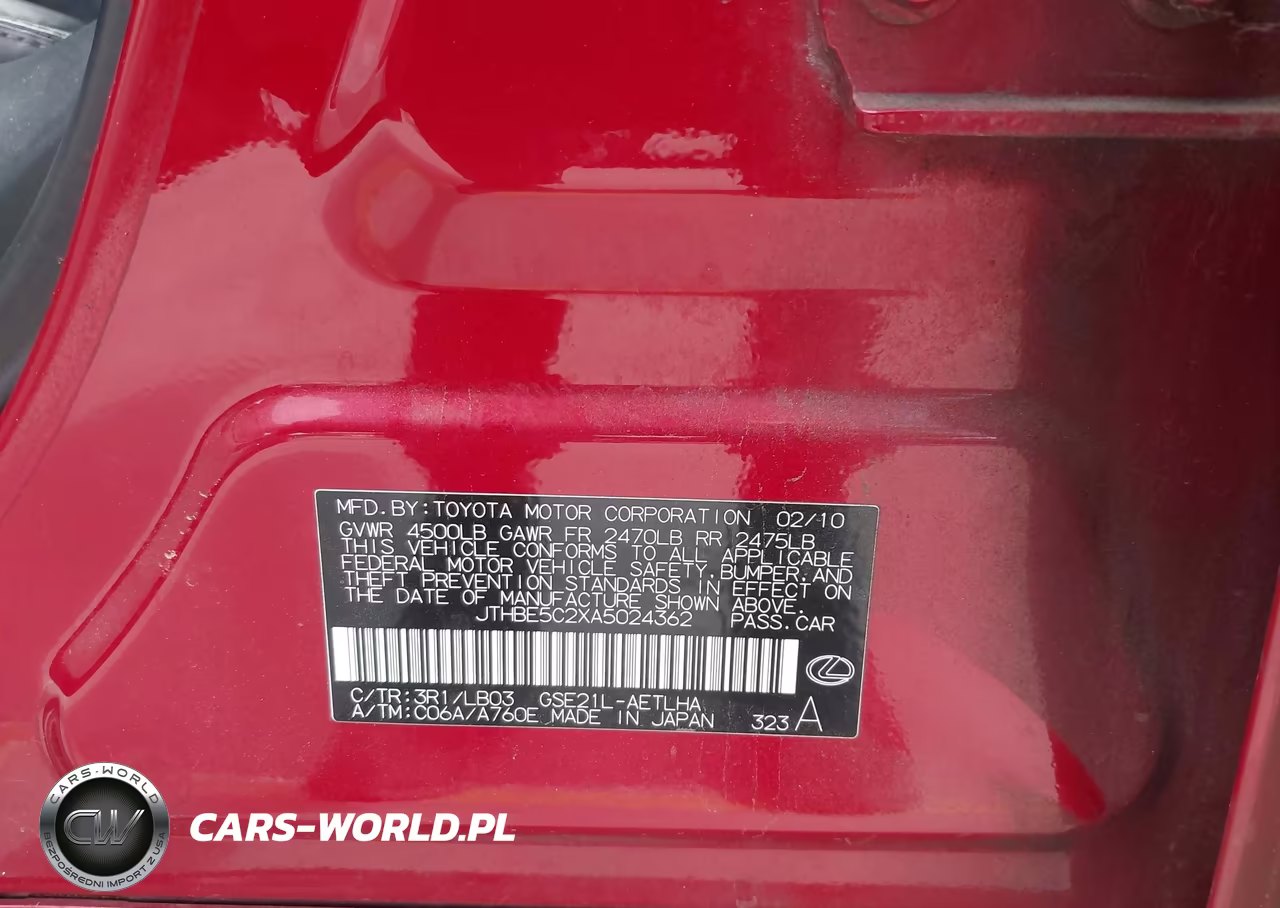 2010 Lexus Is 350 VIN:JTHBE5C2XA5024362 - 9