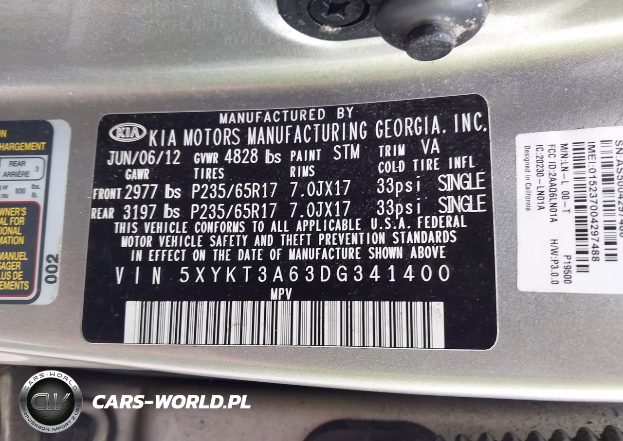 2013 Kia Sorento Lx VIN:5XYKT3A63DG341400 - 9