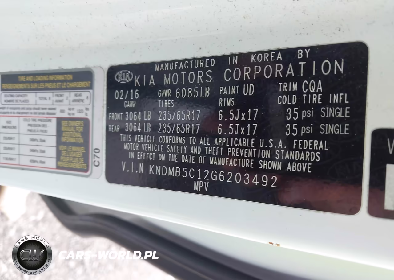 2016 Kia Sedona Lx VIN:KNDMB5C12G6203492 - 9