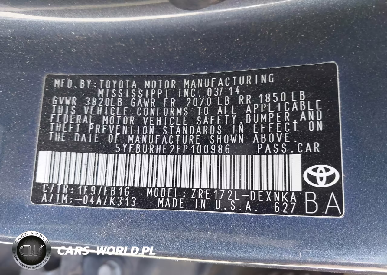 2014 Toyota Corolla Le VIN:5YFBURHE2EP100986 - 9
