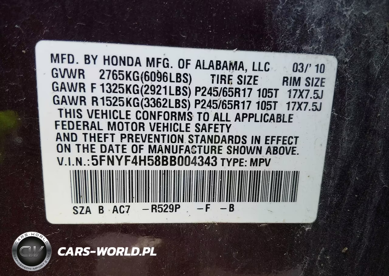 2011 Honda Pilot Ex-L VIN:5FNYF4H58BB004343 - 9