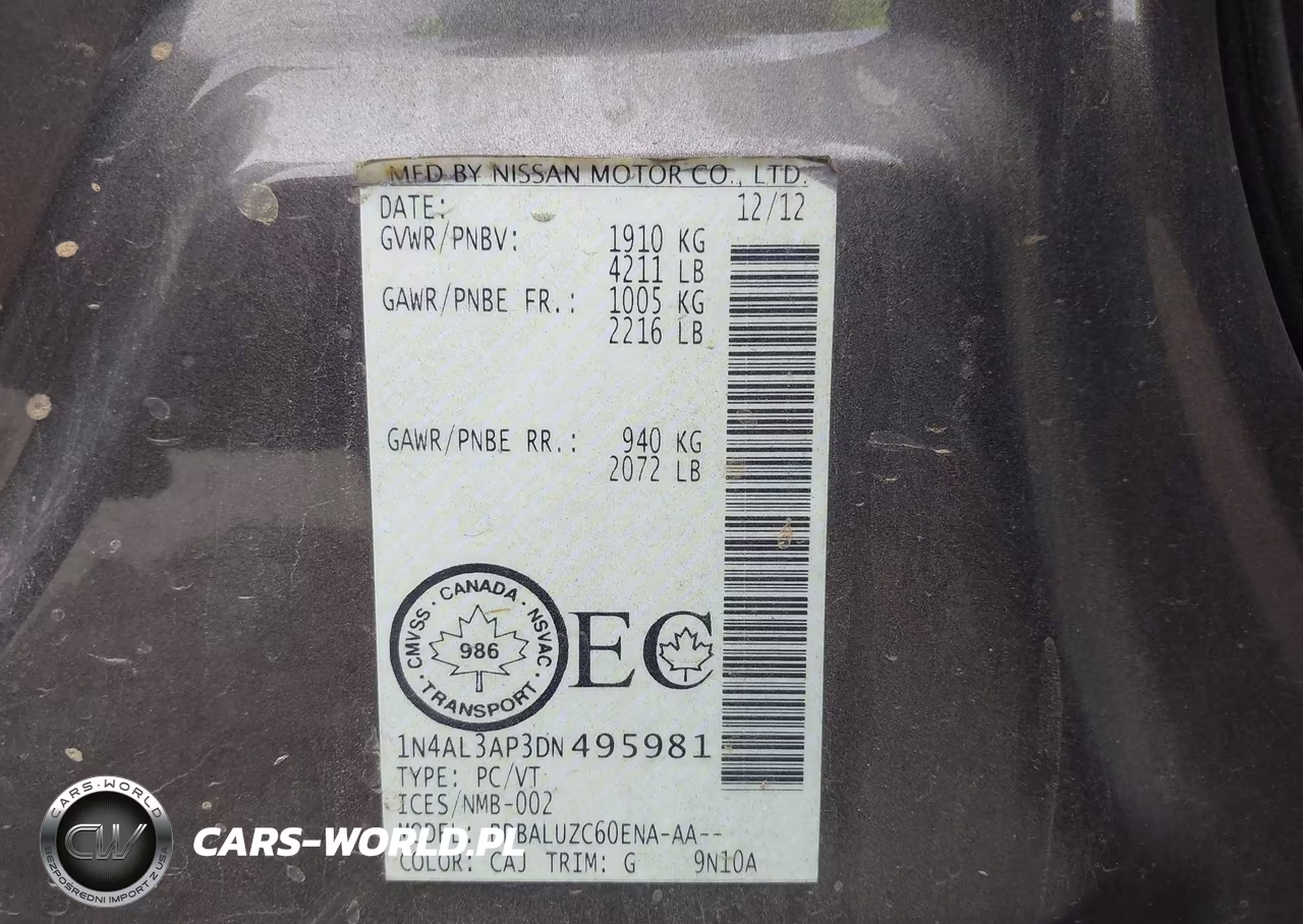 2013 Nissan Altima 2.5-2.5 S-2.5 Sl-2.5 Sv VIN:1N4AL3AP3DN495981 - 9