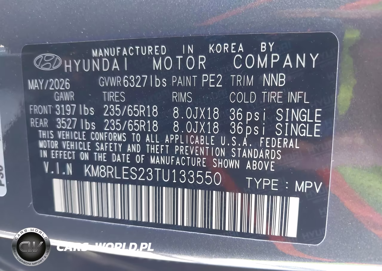 2026 Hyundai Palisade Sel 7P VIN:KM8RLES23TU133550 - 9
