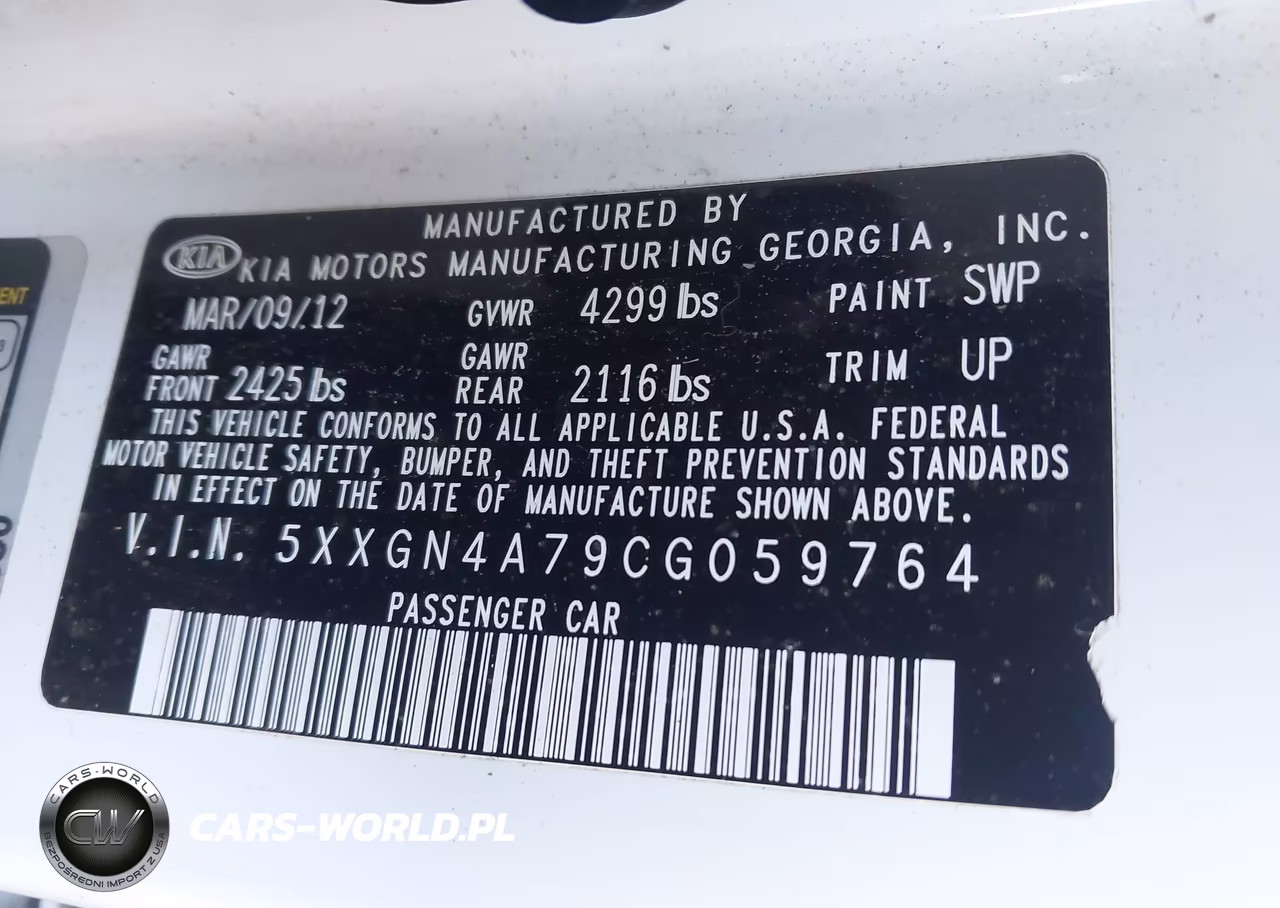 2012 Kia Optima Ex VIN:5XXGN4A79CG059764 - 9