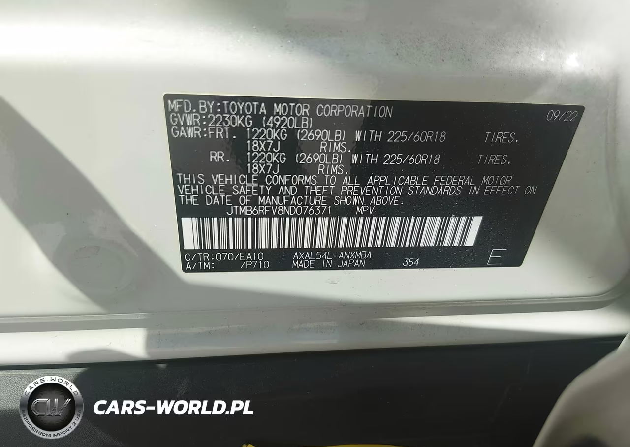 2022 Toyota Rav4 Hybrid Xle Premium VIN:JTMB6RFV8ND076371 - 9