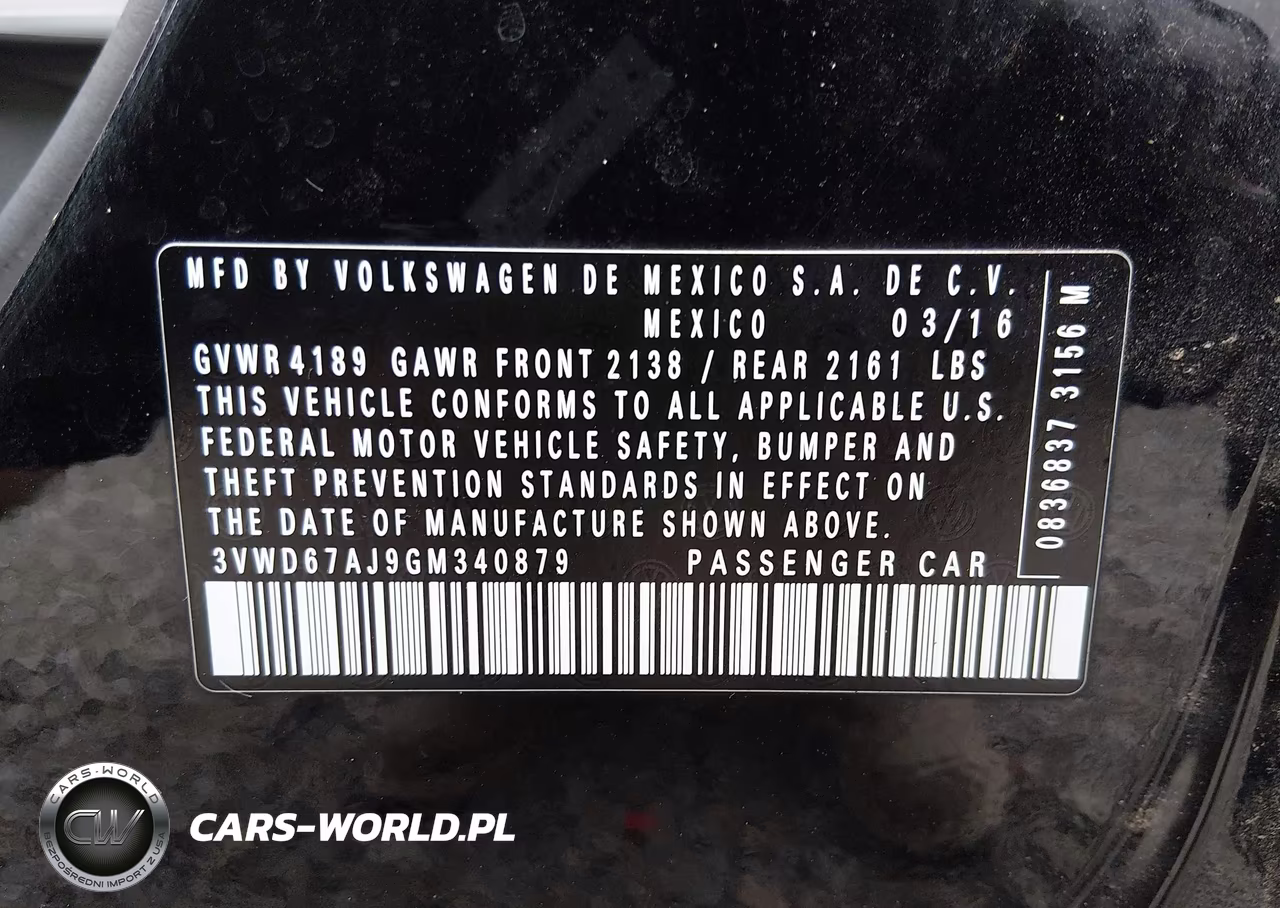 2016 Volkswagen Jetta 1.4T Se VIN:3VWD67AJ9GM340879 - 9