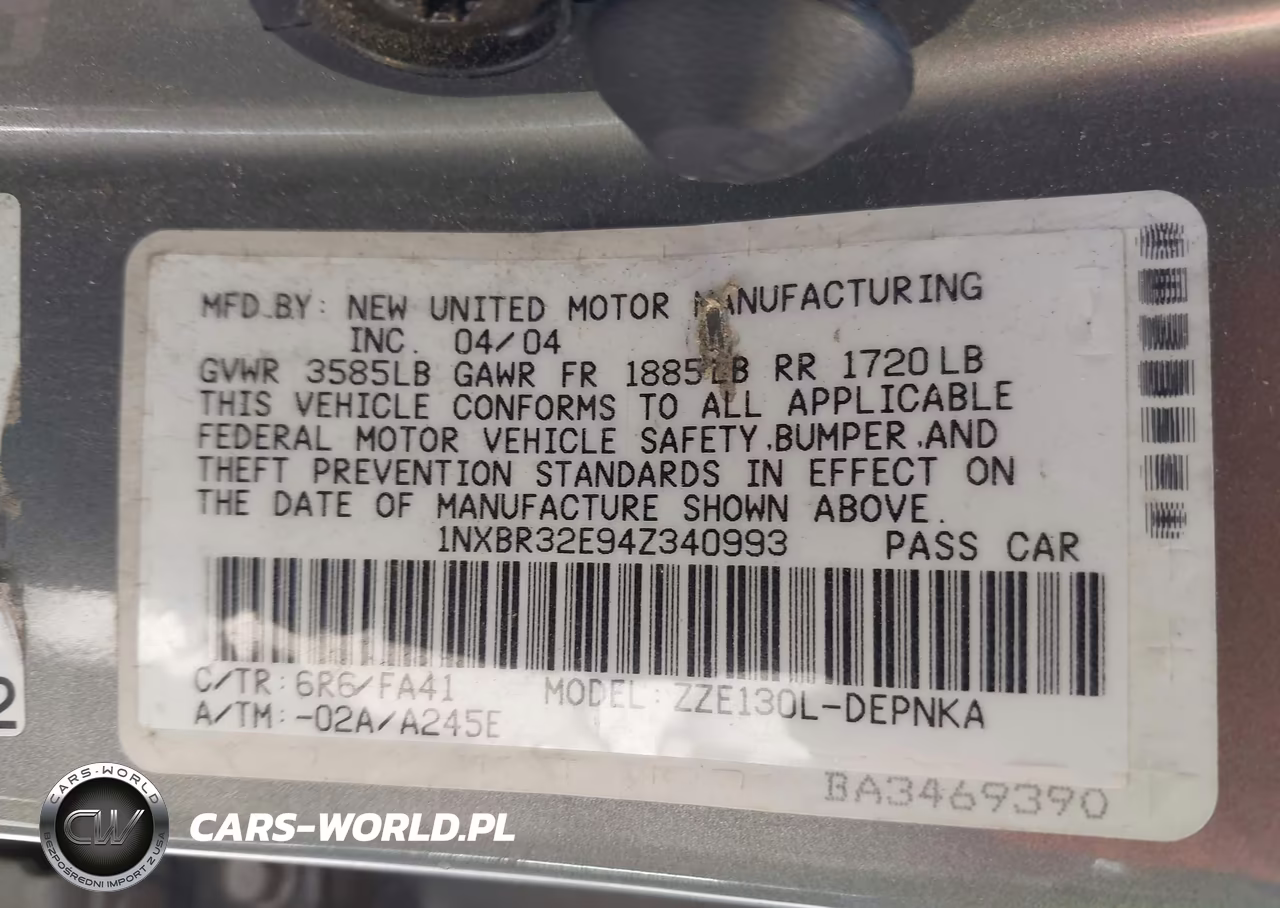 2004 Toyota Corolla Le VIN:1NXBR32E94Z340993 - 9