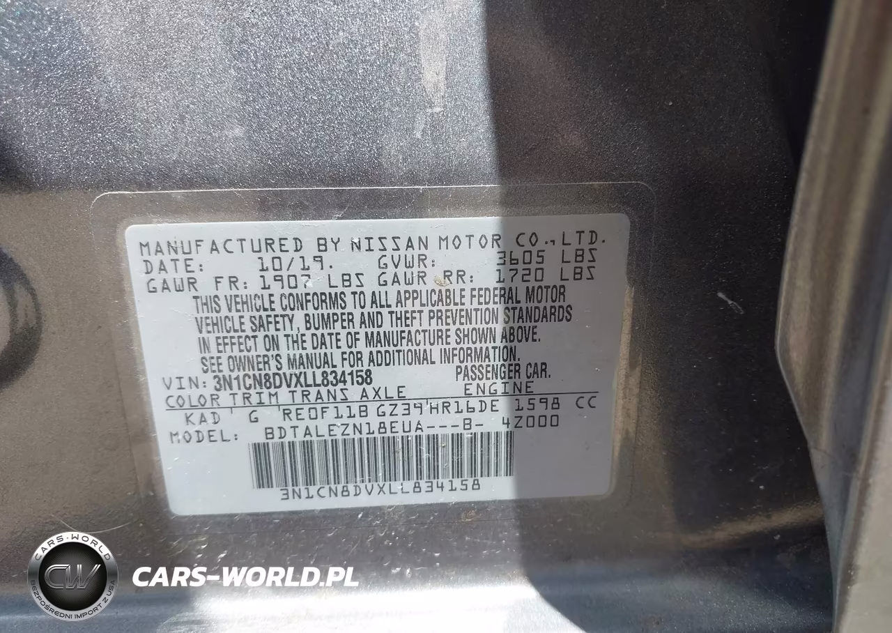 2020 Nissan Versa S Xtronic Cvt VIN:3N1CN8DVXLL834158 - 9