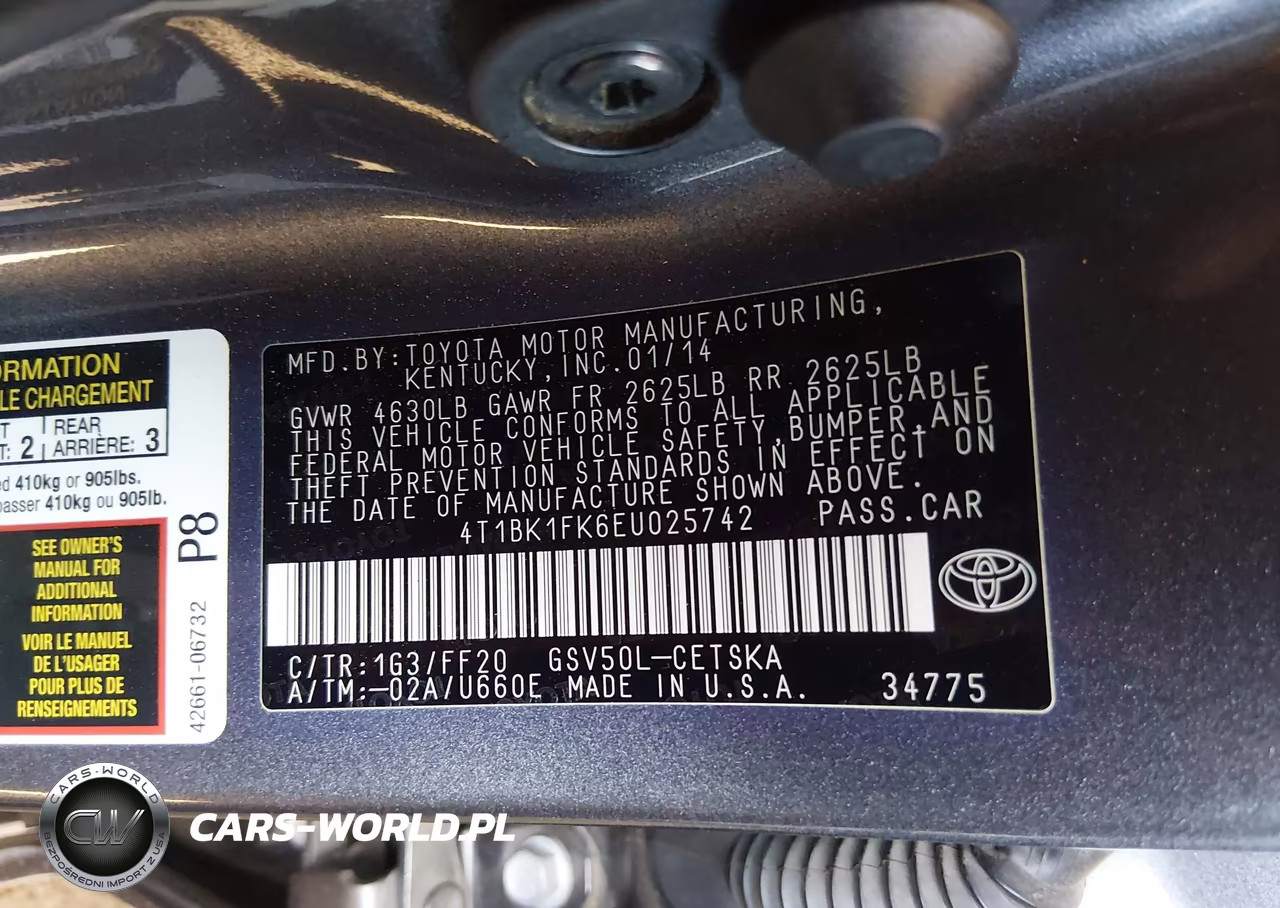 2014 Toyota Camry Se V6 VIN:4T1BK1FK6EU025742 - 9