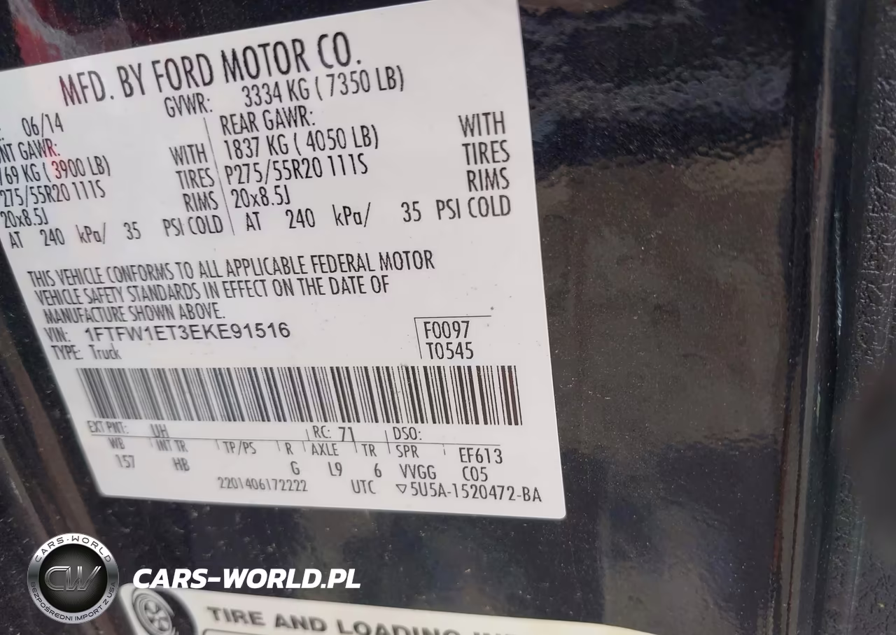 2014 Ford F-150 Lariat VIN:1FTFW1ET3EKE91516 - 9