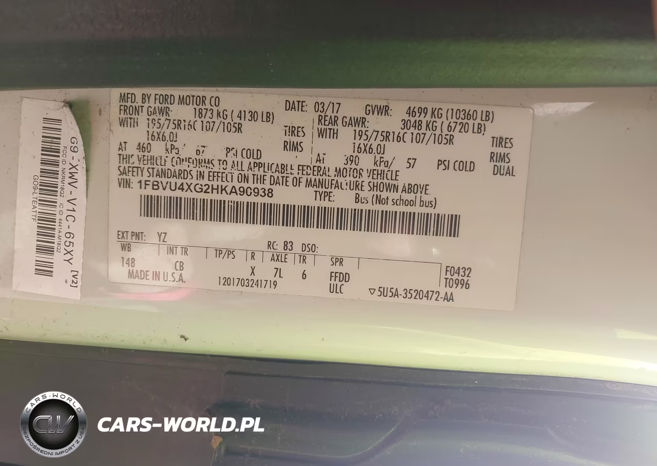 2017 Ford Transit-350 Xl VIN:1FBVU4XG2HKA90938 - 9