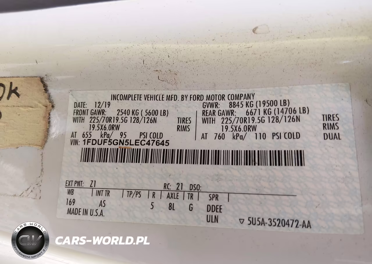 2020 Ford F-550 Chassis Xl VIN:1FDUF5GN5LEC47645 - 8