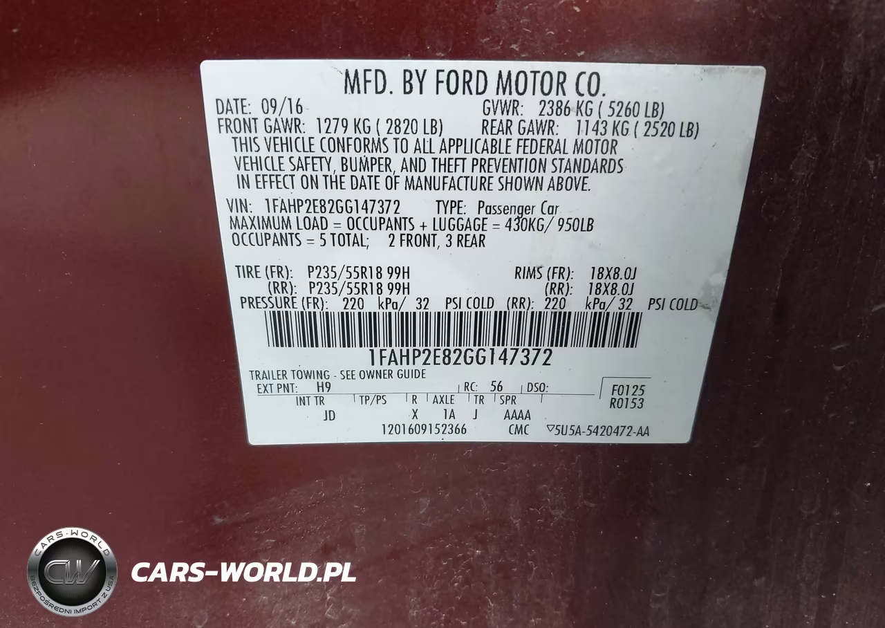 2016 Ford Taurus Sel VIN:1FAHP2E82GG147372 - 9