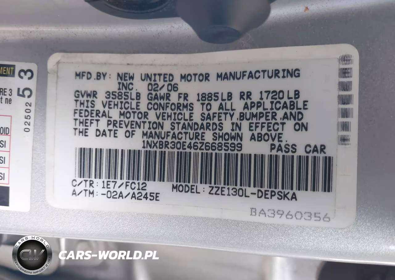 2006 Toyota Corolla S VIN:1NXBR30E46Z668599 - 9